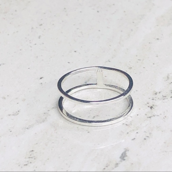 925 Sterling Silver Double Line Midi Ring - Picture 4 of 16